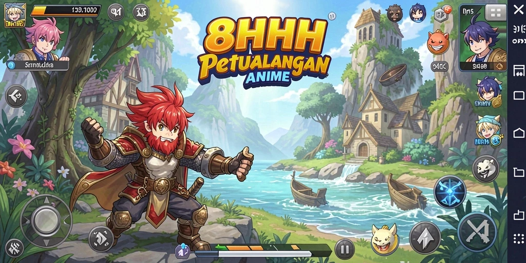 Screenshot utama yang menunjukkan aksi seru dalam game Anime.