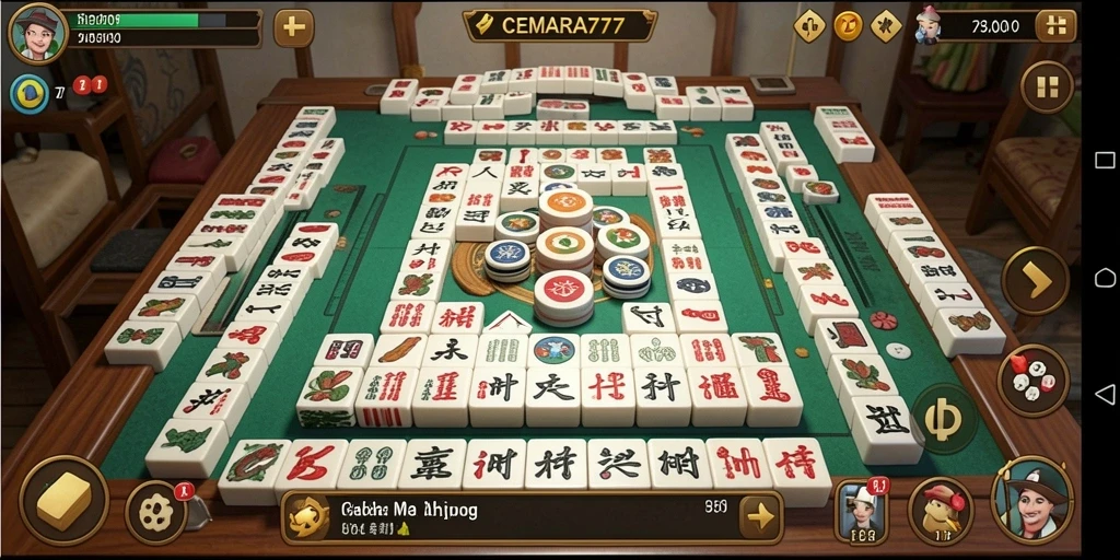 Screenshot CEMARA777 menunjukkan gameplay seru Mahjong.