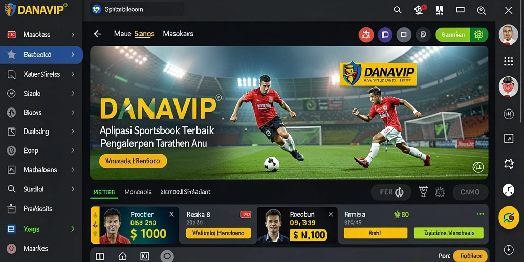 Tampilan screenshot utama <strong>DANAVIP</strong> menampilkan serunya taruhan olahraga.