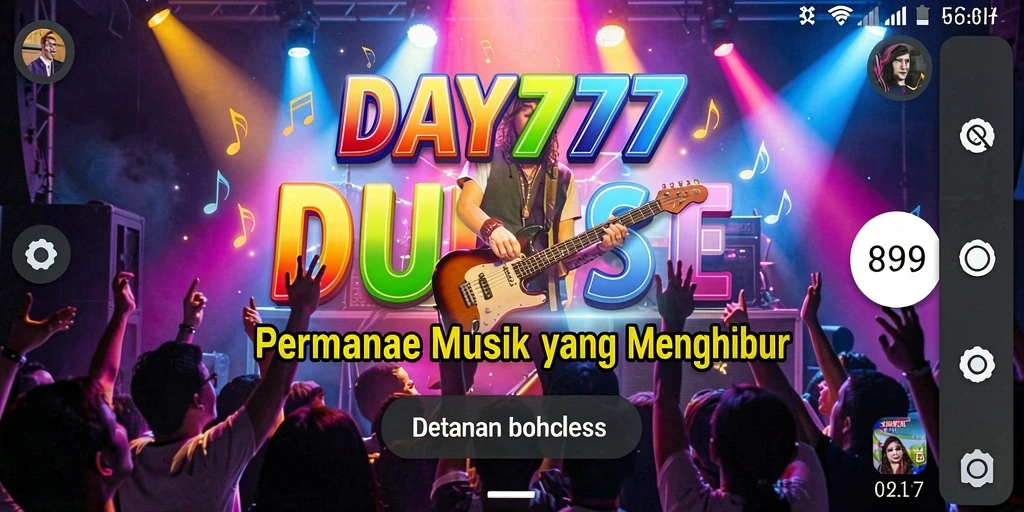 Tampilan layar permainan DAY777 yang menampilkan aksi musik yang seru.