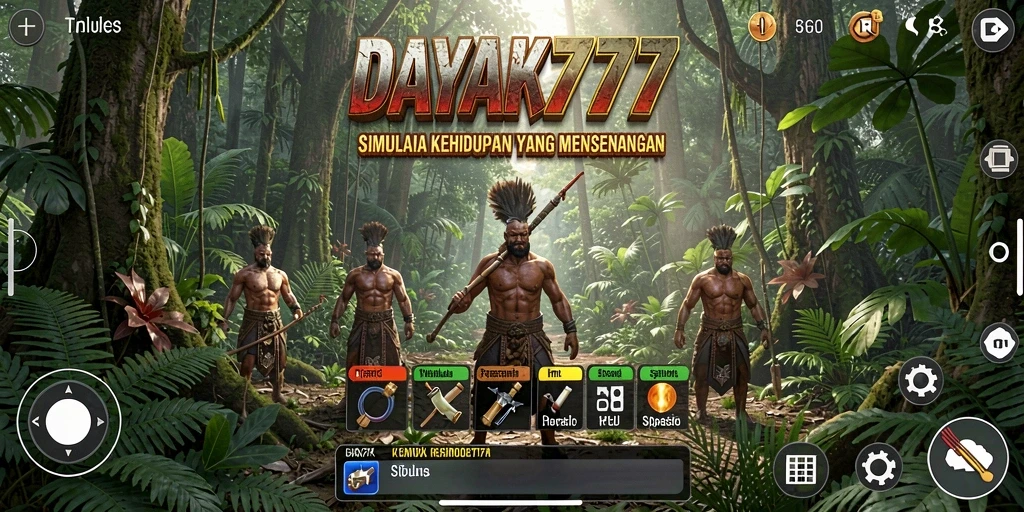 Screenshot utama menunjukkan gameplay interaktif dari DAYAK777.