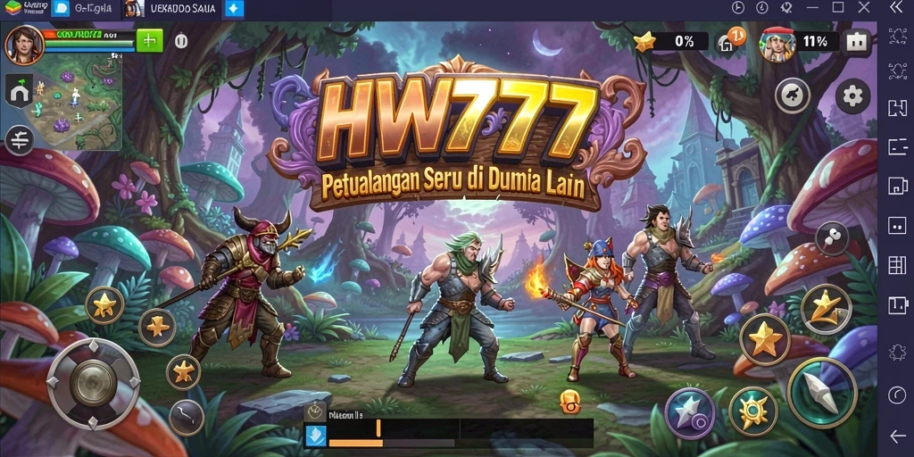 Tangkapan layar HW777 menunjukkan aksi eksplorasi mendebarkan di dunia fantasi.