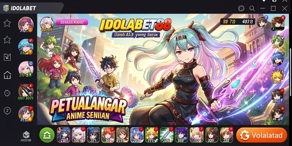 Screenshot gameplay IDOLABET88 yang menunjukkan pertempuran seru karakter Anime.