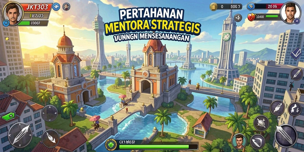 Tampilan menarik dari gameplay Tower Defense dalam JKT303.