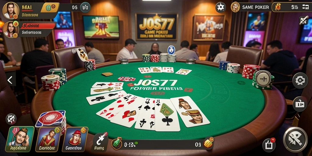 Tampilan gameplay Poker yang mendebarkan di JOS77.