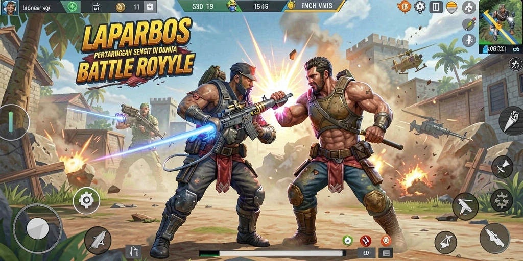 Tangkapan layar dari gameplay seru LAPARBOS dalam pertempuran Battle Royale.