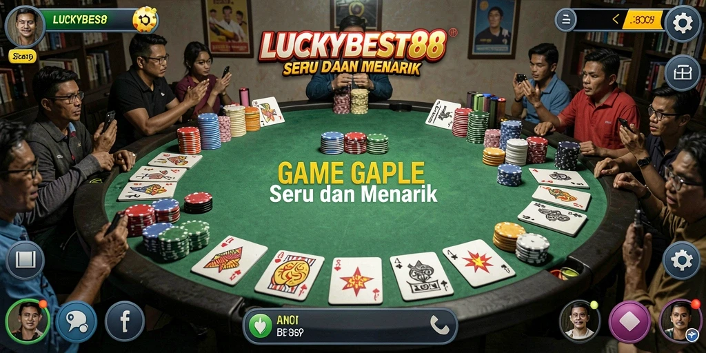 Tampilan gameplay Gaple yang seru dan interaktif di LUCKYBEST88.