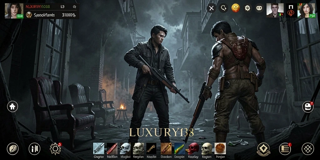 Tangkapan layar gameplay LUXURY138 menunjukkan suasana horor yang menegangkan.