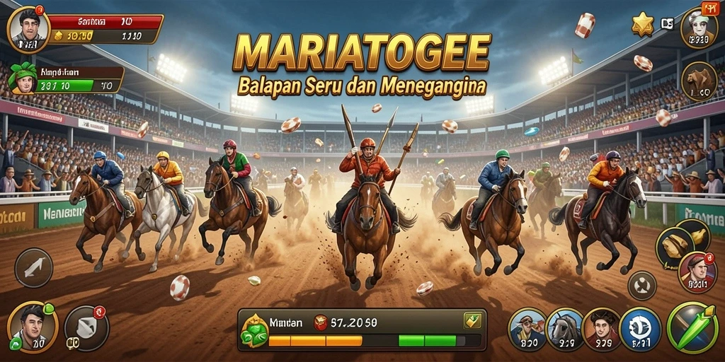 Tampilan gameplay menegangkan dari MARIATOGEL dengan mobil balapan.