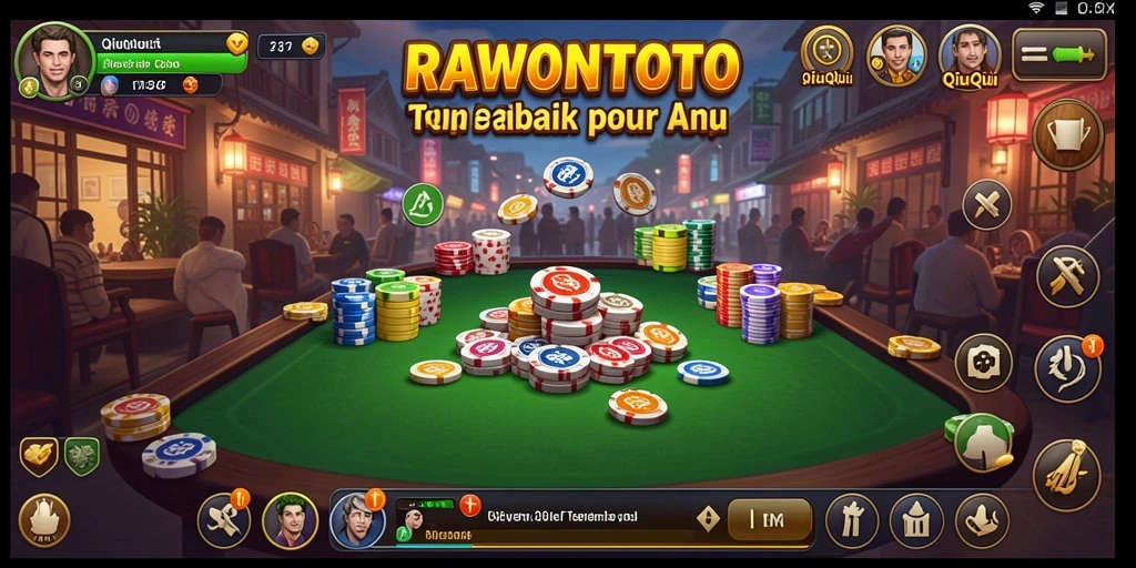 Tampilan gameplay seru dalam RAWONTOTO, permainan QiuQiu yang menantang.