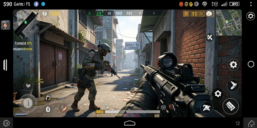 Screenshot gameplay S80 menampilkan aksi tembak-menembak yang intens.