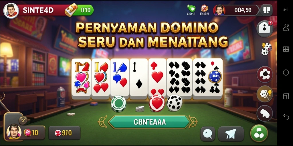 Tampilan gameplay domino di SINTE4D yang penuh warna.