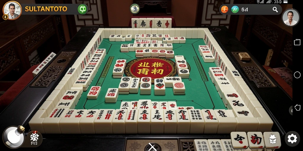 Gameplay menarik di SULTANTOTO dengan ubin Mahjong berwarna-warni.