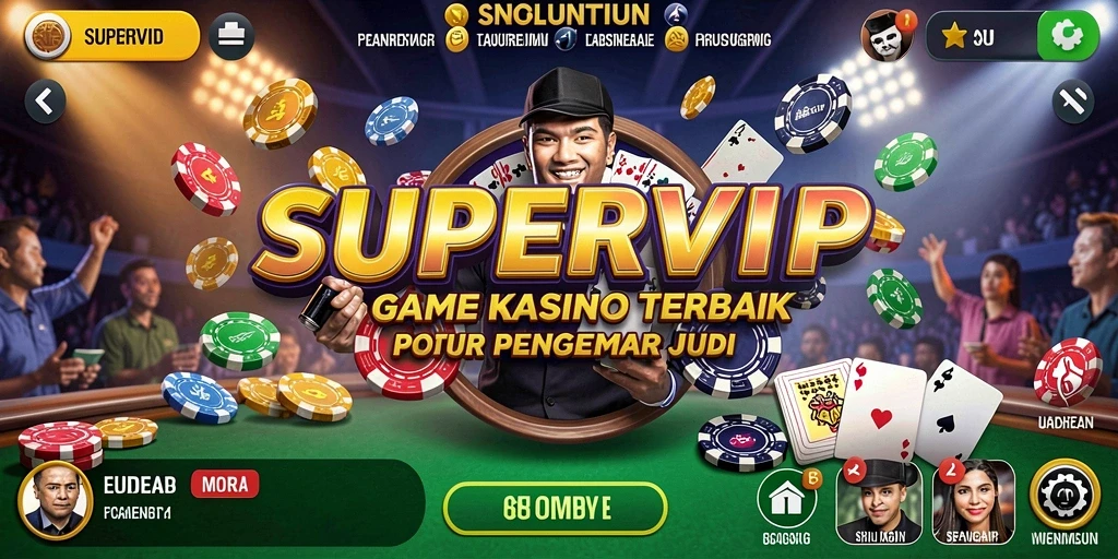 Screenshot gameplay SUPERVIP menampilkan suasana kasino yang mendebarkan.