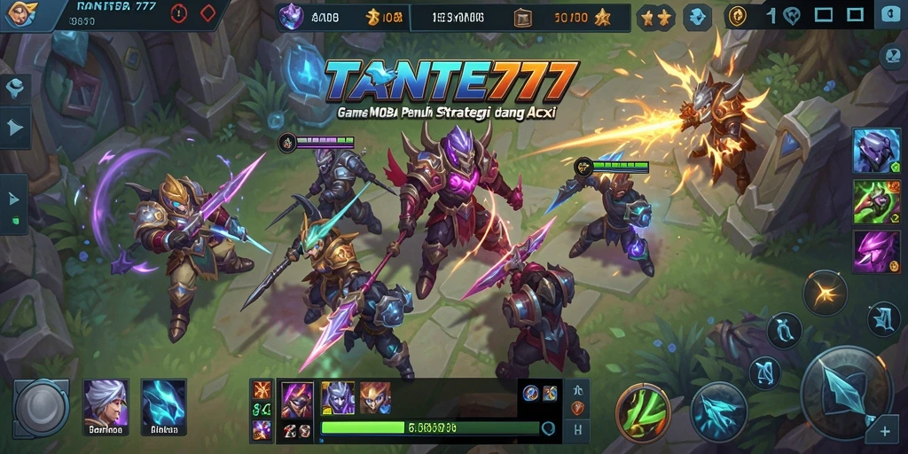 Screenshot gameplay TANTE777 menampilkan aksi seru di arena MOBA.