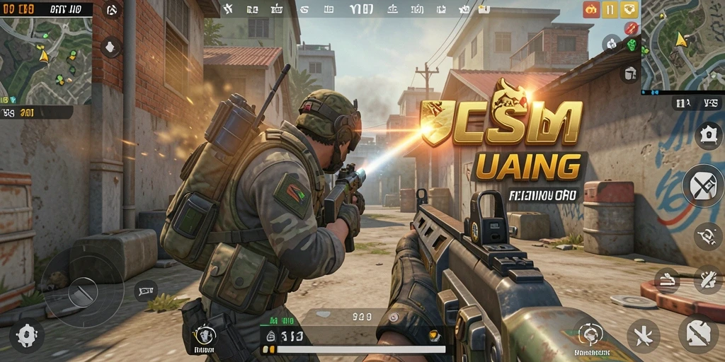 Screenshot gameplay UANG menampilkan aksi tembak-menembak yang mendebarkan.