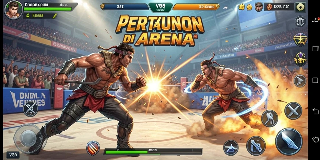 Tampilan atraktif dari gameplay dalam game Fighting V98.
